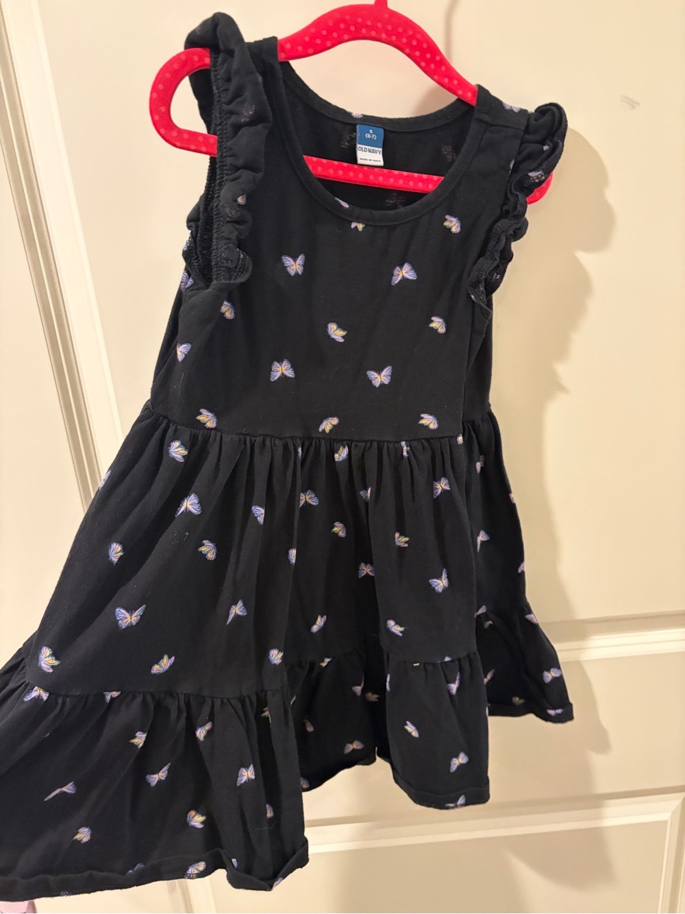 Old Navy Black Dress with Lavender Butterfly Print